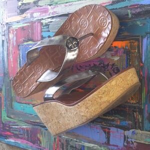 Tory Burch Metallic Wedge Sandals